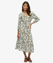 Woven Tiered Midi Dress