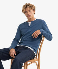 Slub Long Sleeve Jersey Henley Top