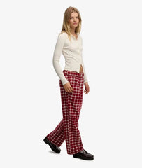 Cotton Check Elastic Trousers