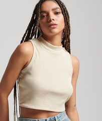 Cropped Mock Neck Tank Top