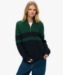 Oversized Cotton Classic Stripe Half-Zip Jumper