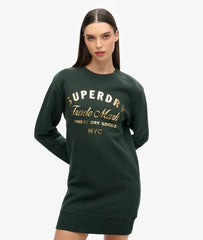 Luxe Metallic Logo Jersey Dress