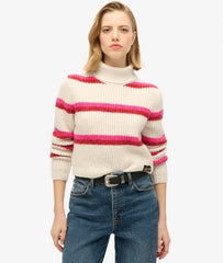 Stripe Cropped Roll Neck Jumper