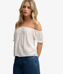 Short Sleeve Half Button Woven Top