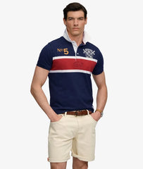 Double Emblem Jersey Short Sleeve Rugby Polo Top