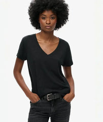 Slub Embroidered V-Neck T-Shirt