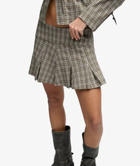 Bench Logo Pleated Check Mini Skirt