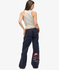 Low Rise Embroidered Cargo Pants