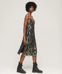 Metallic Midi Slip Dress