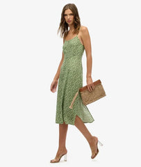 Printed Button-Up Cami Midi Dress