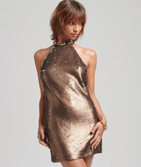 Sparkly Halter Mini Dress
