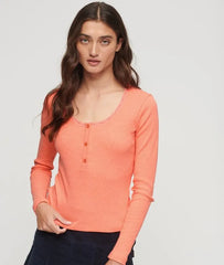 Ribbed Long Sleeve Henley Top
