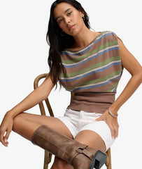 Deep Rib Stripe Bardot Top
