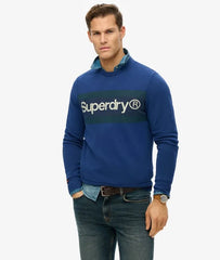 Core Logo Stripe Relaxed Crew Sweatshirt
