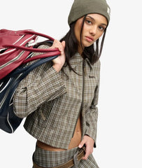 Bench Double Zip Collared Check Jacket