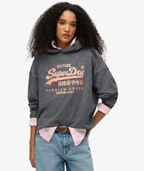Vintage Logo Metallic Relaxed Hoodie