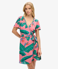 Printed Mini Wrap Dress