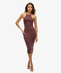 Halter Neck Strappy Back Midi Dress