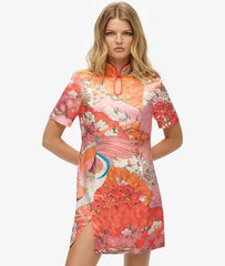 Mandarin Jacquard Mini Dress