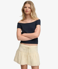 Broderie Trim Mini Skirt