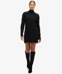 Cable Knit Mock Neck Jumper Dress