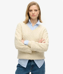Oversized V Neck Cable Knit Jumper