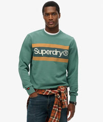 Core Logo Stripe Relaxed Crew Sweatshirt
