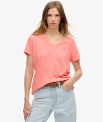Slub Embroidered V-Neck T-Shirt