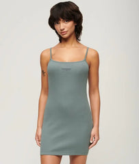 Embroidered Ribbed Strappy Dress