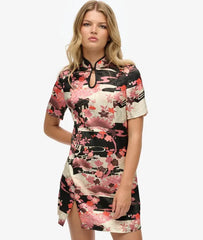 Mandarin Jacquard Mini Dress