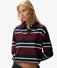 Athletic Essentials Cropped Stripe Rugby Top