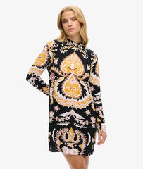 Long Sleeve Printed Mini Dress