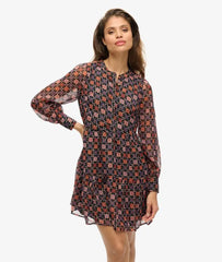 Long Sleeve Tiered Mini Dress