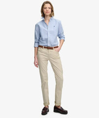 Mid Rise Slim Sateen Pants