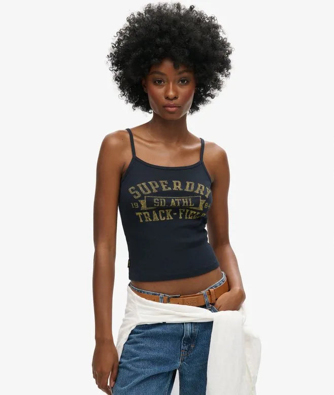 Athletic College Graphic Rib Cami Top