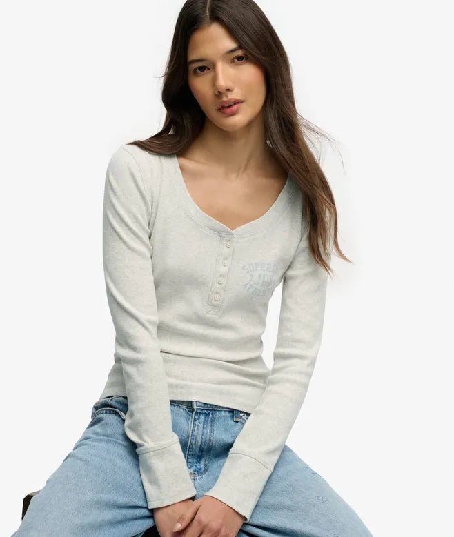 Athletic Button Down Long Sleeve Top