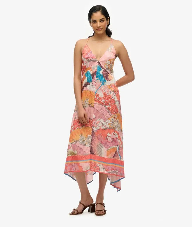 Printed Jacquard Hanky Hem Dress