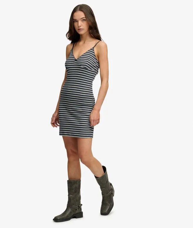 Stripe Ribbed Jersey Mini Dress