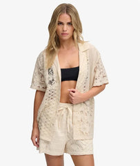 Lace Patchwork Beach Resort Shirt
