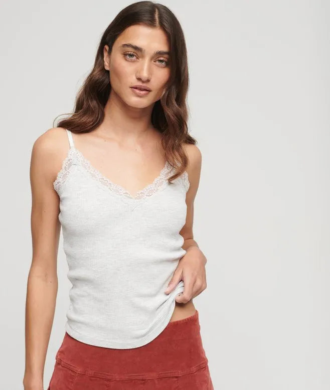 Organic Cotton Essential Rib Lace Cami Top