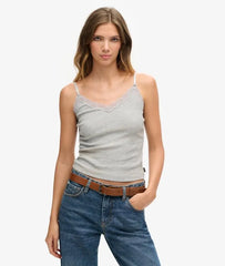 Organic Cotton Vintage Rib Lace Trim Cami Top