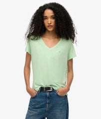 Slub Embroidered V-Neck T-Shirt