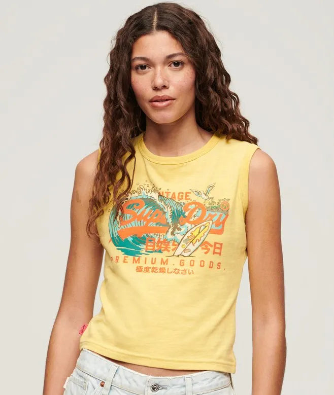 LA Vintage Logo Graphic Slim Vest Top