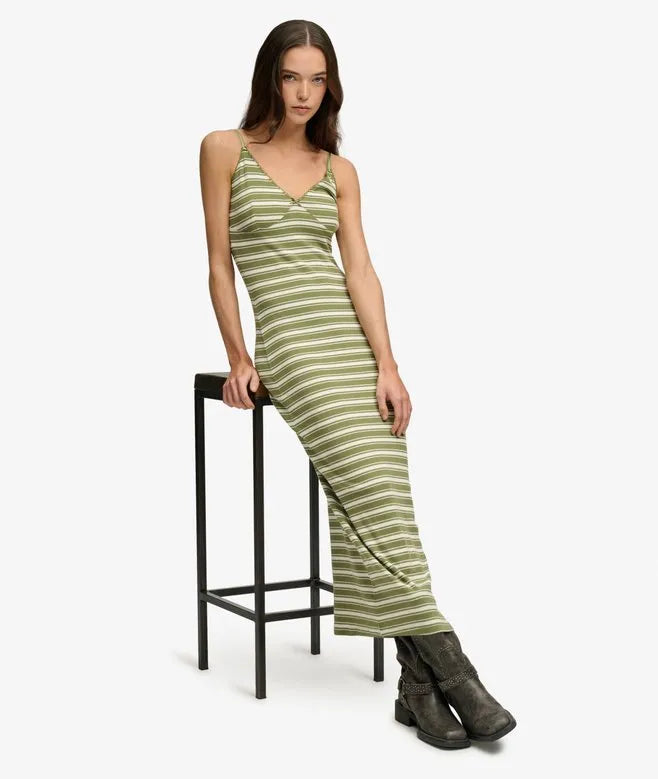 Stripe Ribbed Jersey Maxi Dress