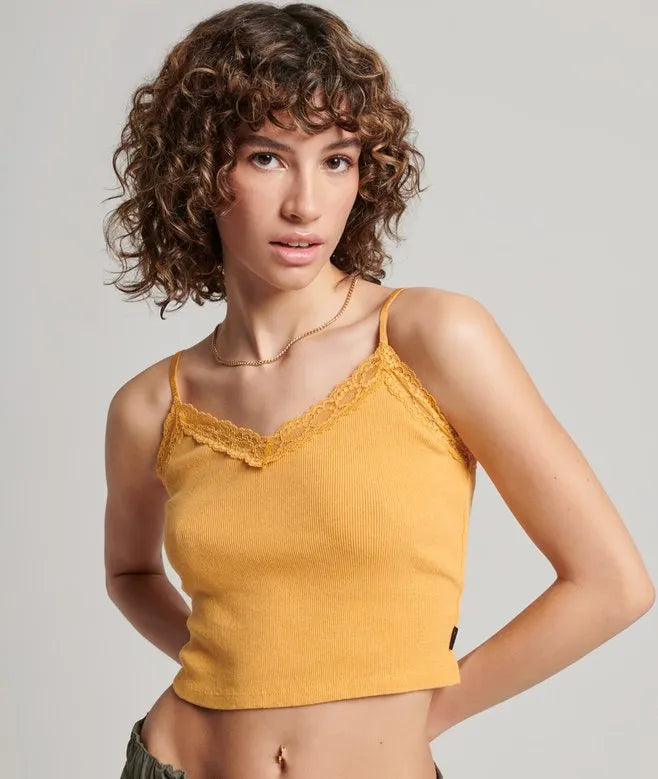 Rib Lace Trim Cami Top