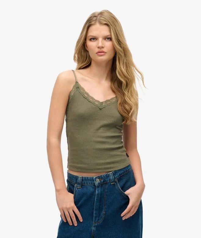 Organic Cotton Essential Rib Lace Cami Top