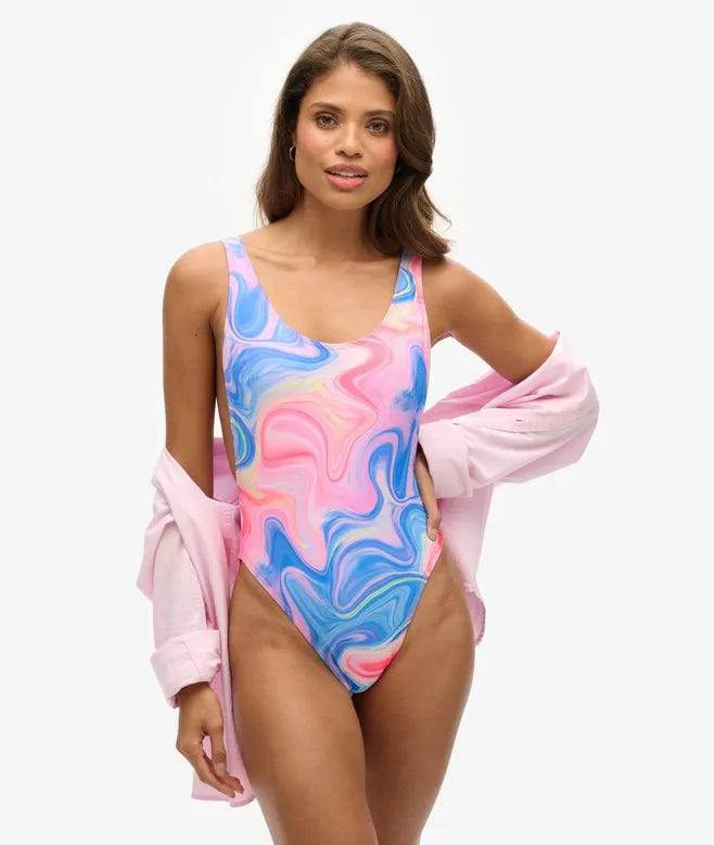 Printed Scoop Back Swimsuit