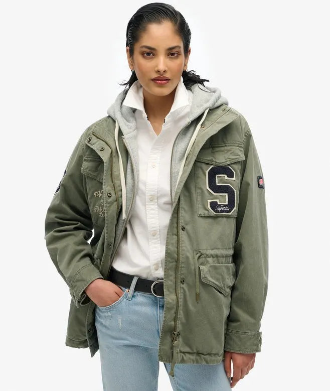 Jersey Hooded Embroidered Military Jacket