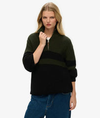 Oversized Cotton Classic Stripe Half-Zip Jumper