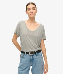 Studios Slub Embroidered V-Neckline T-Shirt